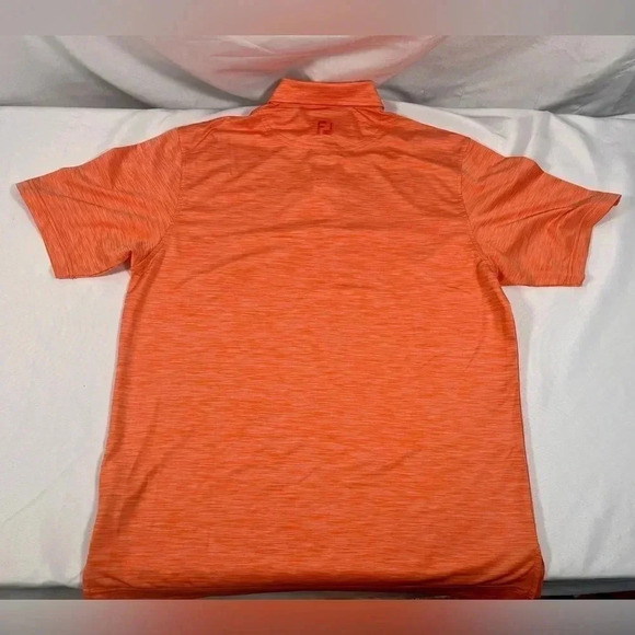 FootJoy Polo Shirt Men’s Medium Orange Heather Performance Short Sleeve Golf - Picture 7 of 8